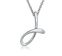 Bling Jewelry Lettera J Alfabeto Corsivo Script Iniziale Collana Per Le Donne .925 Argento Sterling 18 Pollici