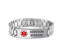 Bling Jewelry Malattia Di Addison Identificazione Medica Allarme Id Banda Bracciale Link Per Gli Uomini 8,5 In Acciaio Inox Personalizzato Inciso