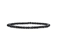 Bling Jewelry Mini Dainty Tiny Petite Seed Caviar Bead Impilare Rotonda Sfaccettata Pietra Preziosa Natura Palla Spinello Nero Impilabile Strand Stretch Bracciale Per Donne Adolescente Regolabile