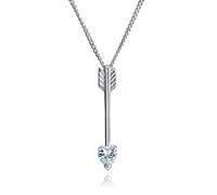 Bling Jewelry Minimalista Forma Cuore Cubic Zirconia Cz Punta Freccia Collana Per Le Donne Per Adolescenti .925 Argento Sterling