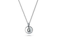 Minuscolo Disco Rotondo Abc Block Lettera Alfabeto G Iniziale Collana Con Ciondolo Per Adolescenti Per Le Donne .925 Sterling Silver