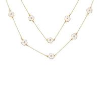Bling Jewelry Moda Crema Fuori Bianco Smalto Fiore Lungo Avvolgere Strato Placcato In Oro Di Cristallo Accento Stazione Catena Avvolgere Strato Clover Collana Per Le Donne 36 Pollici