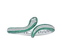 Bling Jewelry Moda egiziana dichiarazione serpente cerniera bracciale bracciale per le donne bianco verde simulato smeraldo Cubic Zirconia Pave CZ rodio placcato