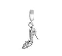 Bling Jewelry Moda Fashionista Elegante Scarpa Con Tacco Alto Da Sera Con Cristalli E Pendente A Stiletto Per Donne In Argento Sterling .925, Adatta Al Braccialetto Europeo.