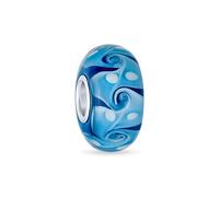Bling Jewelry Murano Glass Shades Of Turquoise Aqua Blues Wave Swirl Distanziatore Charm Bead Adatto A Bracciale Europeo Per Donne Teen .925 Sterling Silver Core