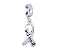 Bling Jewelry Nastro E Parola: Pendenti Goccia Di Speranza Per Sopravvissuti Al Cancro Al Seno - Argento 925 - Compatibile Con I Braccialetti Europei - Gioielli Simbolici Di Speranza Per Donne