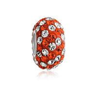 Bling Jewelry Natale Holiday Sparkling Red White Candy Cane Striped Crystal Spacer Bead Charm For Women For Teen .925 Sterling Silver Fits European Bracelet