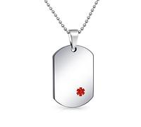 Bling Jewelry Penicillina Identificazione Medica Allarme Dei Medici Id Cane Tag Collana Per Gli Uomini In Acciaio Inox Medio Inciso Personalizzato