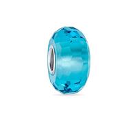 Bling Jewelry Perla Charm In Vetro Di Murano Traslucido Sfaccettato Azzurro Per Donne E Ragazze Adatta A Bracciale Europeo In Argento Sterling .925