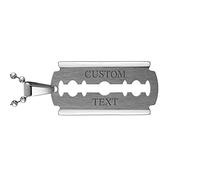 Bling Jewelry Personalizzare Hip Hop Biker Punk Rock Grande Razor Blade Dog Tag Collana Per Gli Uomini Tono D'Argento In Acciaio Inox 20 Pollici Palla Catena Personalizzata Inciso