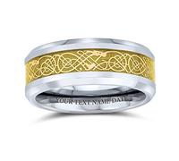 Bling Jewelry Personalizzato Argento Dorato Nodo Celtico Drago Intarsio Titanium Wedding Band Anelli Per Gli Uomini Per Le Donne 8Mm Personalizzato Inciso