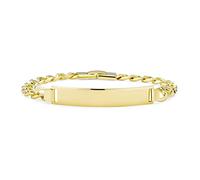 Bling Jewelry Personalizzato incisione uomini solido nome bar placcato identificazione bracciale per uomini ragazzi cubano Curb catena link 18K oro giallo placcato 8,5 pollici