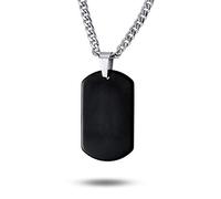Bling Jewelry Personalizzato Medio Pianura Semplice Base Cool Uomini Incisione Nero Cane Tag Collana Per Gli Uomini Adolescenti Ip Acciaio Inox 24 Pollici Catena Personalizzata