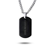 Bling Jewelry Personalizzato Medio Semplice Semplice Di Base Cool Uomini Incisione Nera Cane Tag Collana Per Gli Uomini Adolescenti Ip Acciaio Inox 24 Pollici Catena Personalizzata Inciso