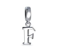Bling Jewelry Personalizzato Regalo Blocco Lettera F Alfabeto Iniziale Dangle Charm Bead Per Le Donne Per Adolescenti .925 Argento Sterling Per Bracciale Europeo