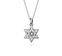 Bling Jewelry Piccolo Ciondolo A Stella Ebraica Hanukkah A Due Stelle Religiose Magen Judaica Intrecciate Per Donne Adolescenti O Bat Mitzvah. Argento Sterling .925