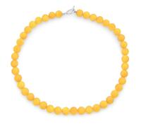 Bling Jewelry Plain Simple Smooth Classic Yellow Orange Created Jade Round 10MM Bead Strand Necklace For Women Teen Silver Plated Toggle Clasp 20 Inch