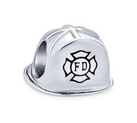 Bling Jewelry Pompiere Vigili Del Fuoco Cappello Casco Charm Per Donne Per Moglie Ossidato .925 Argento Adatto Bracciale Europeo