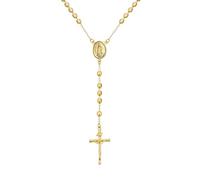 Bling Jewelry Prayer Rosario Crucifijo Ball Beads Catholic Virgin Mary Rosary Necklace For Women For Teen 18K Gold Plated Brass