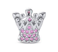 Bling Jewelry Principessa Regina Corona Royalty Rosa Fucsia Cristallo Charm .925 Argento Perlina Per Bracciale Europeo Per Donne