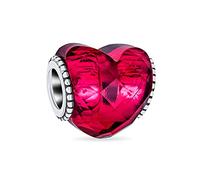 Bling Jewelry San Valentino Amore Cuore Rosa Forma Sfaccettato Perle Di Vetro Murano Charm Per Donne Adolescente .925 Argento Core Adatto Bracciale Europeo