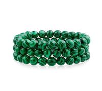 Bling Jewelry Semi Prezioso Verde Sintetico Malachite Rotonda Perlina 8 Millimetri Impilando Braccialetto Stretch Per Le Donne Uomini Teen Unisex Singolo Filo