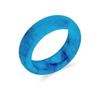Bling Jewelry Semplice Anello a Cupola Solida con Gemma Eternità Impilabile in Giada Tinta Blu Teal per Donne e Adolescenti Pietra Portafortuna di Agosto