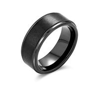 Bling Jewelry Semplice Anello Di Nozze In Titanio Nero Opaco Per Le Coppie Per Gli Uomini Per Le Donne Bordo Smussato Comfort Fit 8Mm