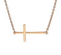 Bling Jewelry Semplice E Delicato Ciondolo A Forma Di Croce Orizzontale Laterale Per Le Donne Adolescenti In Argento Placcato Oro Rosa 925