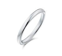 Bling Jewelry Semplice Minimalista Sottile Impilabile Cupola Coppie Anello di Nozze in Titanio per Uomo e Donna Tonalità Argento Lucido 2MM