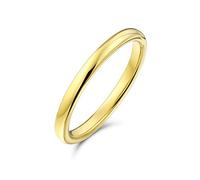 Bling Jewelry Semplice Minimalista Sottile Impilabile Cupola Coppie Anello di Nozze in Titanio Placcato Oro 14K Lucido per Uomo e Donna 2MM