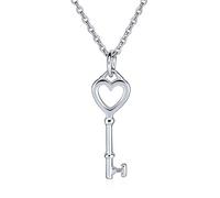 Bling Jewelry Semplice Romantica Chiave del Tuo Cuore Collana con Pendente a Forma di Chiave per Donne Adolescenti Fidanzata in Argento Sterling .925
