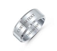 Bling Jewelry Semplice Semplice Bordo Smussato Gunmetal Coppie Titanium Wedding Band Anello Per Gli Uomini Per Le Donne Comfort Fit 8Mm