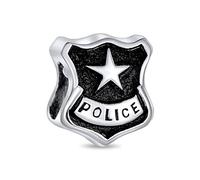 Bling Jewelry Servite ProteCT Officer Badge Scudo Di Polizia Charm Per Le Donne .925 Argento Adatto Al Braccialetto Europeo