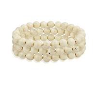 Bling Jewelry Set Di 3 Semi Preziosi Gemstone Strand Beige River Stone Jasper Round Ball Bead 8Mm Stretch Bracciale Per Le Donne Uomini Teen Unisex