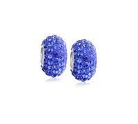 Bling Jewelry Set di due distanziatori in cristallo blu elettrico solido con anima in argento sterling .925 adatti per braccialetti con charm europei per donne e adolescenti.