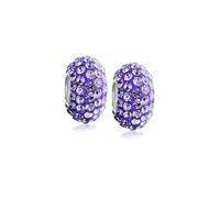 Bling Jewelry Set di due distanziatori in cristallo solido lilla viola con anima in argento sterling .925 adatti per braccialetti con charm europei per donne e adolescenti.