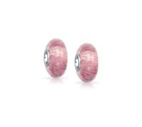 Bling Jewelry Set Di Due Distanziatori In Vetro Di Murano A Righe Rosa Malva Solido Per Donne E Adolescenti Anima In Argento Sterling .925 Adatti Per Braccialetti Europei