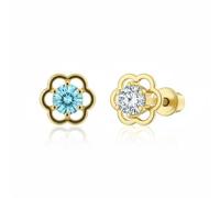Bling Jewelry Set Di Due Orecchini A Lobo Per Cartilagine Elica In Zirconia Cubica Azzurra E Chiara Daith CZ Fiore 1 Pezzo Per Donne E Adolescenti In Vero Oro 14K Con Chiusura A Vite