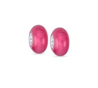 Bling Jewelry Set Di Due Semplici Distanziatori In Vetro Di Murano Rosa Solido Perline Charm Per Donne E Adolescenti Adatti A Braccialetti Europei In Argento Sterling .925