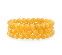 Bling Jewelry Set Di Gemme Di 3 Perle Rotonde Di Quarzo Giallo Miele 8Mm Impilabili Braccialetto Stretch Per Le Donne Adolescenti Unisex Strand