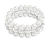 Bling Jewelry Set Di Tre Braccialetti In Perle Bianche Sintetiche, Semplici E Classici, Da Indossare Singolarmente O Impilati, Adatti A Donne E Ragazze Adolescenti, Con Una Lunghezza Di 8 MM