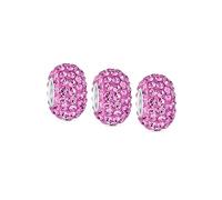 Bling Jewelry Set Di Tre Distanziatori In Cristallo Solido Fucsia Rosa Caldo Con Anima In Argento Sterling .925 Adatti Per Braccialetti Con Charm Europei Per Donne E Adolescenti