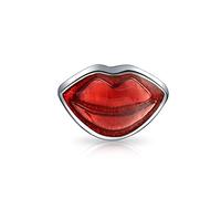 Bling Jewelry Sexy San Valentino Bacio Labbra Rosse Charm Bead Per Donne Per Adolescente Ossidato .925 Argento Adatto A Bracciale Europeo