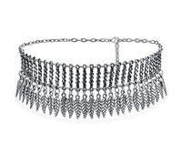 Bling Jewelry Stile Nativo Americano Bohemian Boho Penzolante Piuma Ampia Collana Girocollo Occidentale Gioielli Per Le Donne Adolescenti Ossidato Placcato Argento