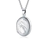 Bling Jewelry Stile Vintage .925 Argento Ciondoli A Forma Ovale Per Donne Personalizzati Incisi Con Motivo Floreale Foglia Collana Medaglione Di Dimensioni Medie Che Contiene Foto