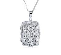 Bling Jewelry Tradizionale Collana Con Ciondolo In Stile Vittoriano D'Epoca In Filigrana A Rettangolo Con Diffusore Di Profumo Per Oli Essenziali Per Donne .925 Sterling Argento