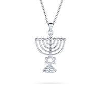 Bling Jewelry Tradizionale Gioiello Ciondolo Hanukkah Menorah Stella Di David Religioso Ebraico Per Donne Adolescenti Bat Mitzvah, Placcato In Argento