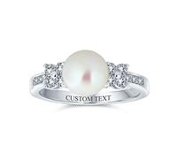 Bling Jewelry Tradizionale Senza Tempo Matrimonio Pave Cz Band Bianco Coltivato Pulsante Perla Solitario Anello Di Promessa Di Fidanzamento Per Le Donne Pietre Laterali Placcato In Argento 8Mm