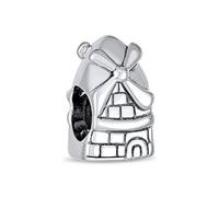 Bling Jewelry Turismo Viaggio Vacanza Punto Di Riferimento Olanda Mulino A Vento Olandese Charm Bead Per Donne Per Adolescenti Argento Sterling 925 Ossidato Adatto Al Braccialetto Europeo